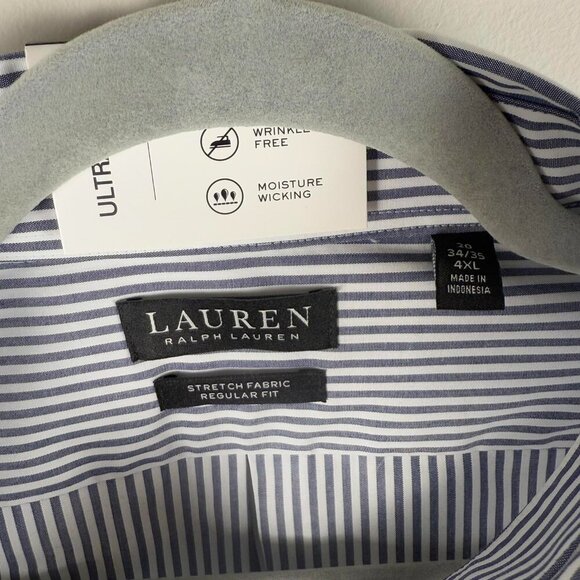 NWT Lauren Ralph Lauren Big & Tall Ultraflex Striped Long Sleeve Shirt 4XL - Picture 3 of 4